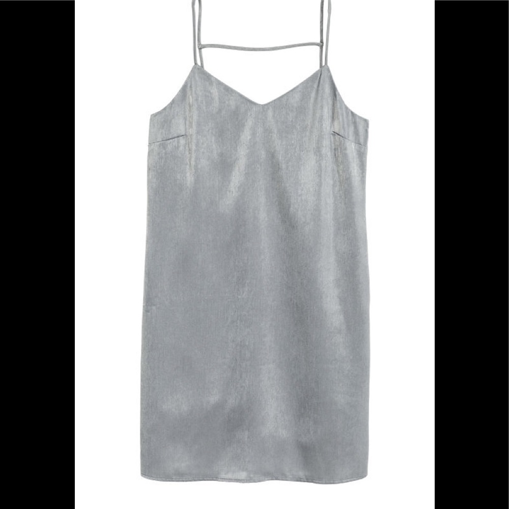 New H&M Women Sliver Grey Slip Dress with adjustable straps size 4
